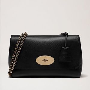 Mulberry Medium Black Crossbody Bag with Gold Accents